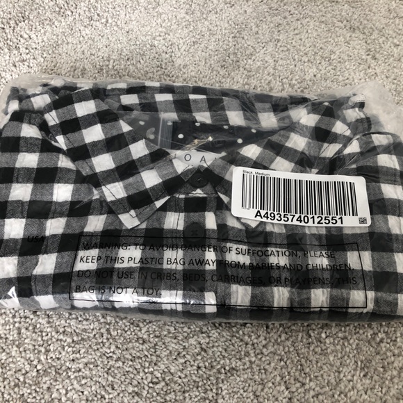 NWT Joan Rivers (from QVC) Gingham Short-Sleeve Shirt, Black & White, Size M - Picture 7 of 8